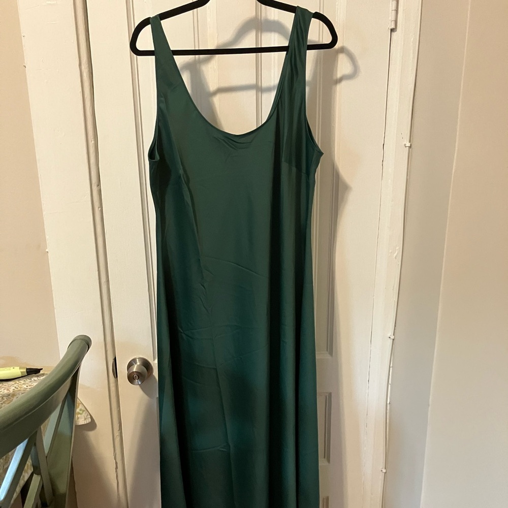 H&M Deep Green Silky Slip Dress